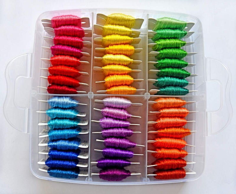 QCZKB 188 Embroidery Floss Set Including Cross Stitch Threads Friendship Bracelet String with 2-Tier Transparent Box, Floss Bobbins and Cross Stitch Kits - Image 5